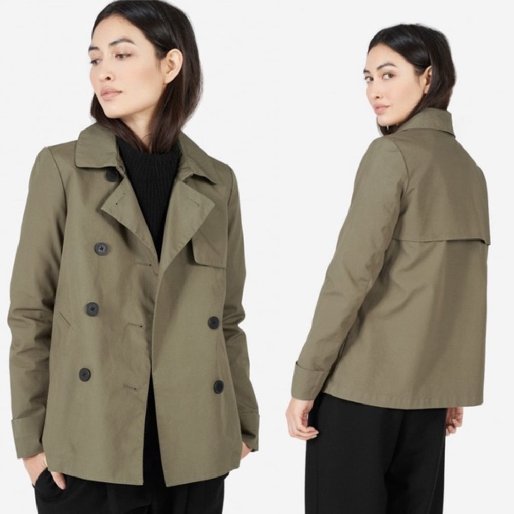Everlane Cropped Swing Trench Sage green Small Spring Jacket